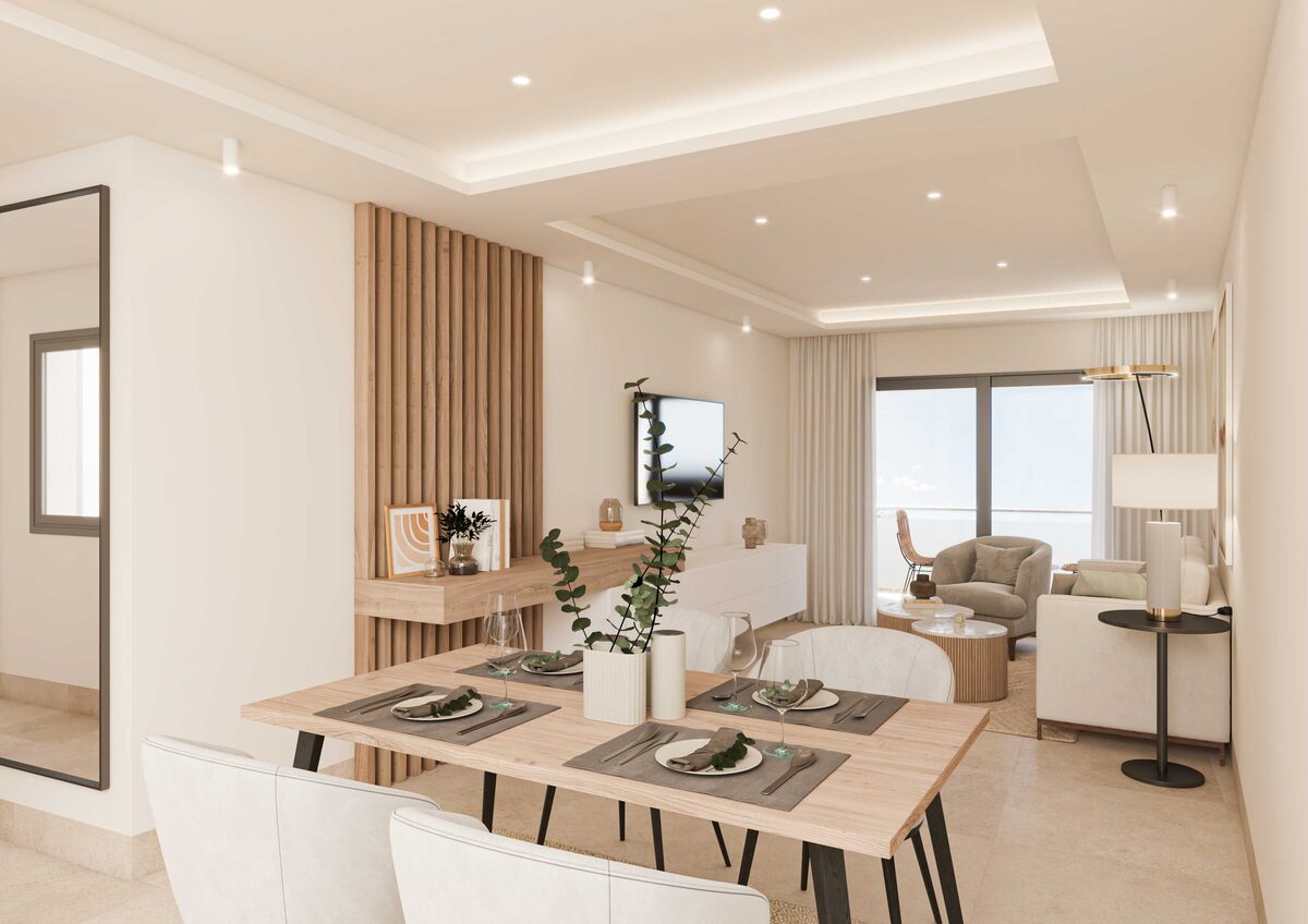 Wohnzimmer im Inneren einer Wohneinheit EL BATÁN